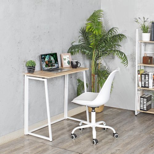 Bureau Pliant Industriel Bois Et Métal Blanc