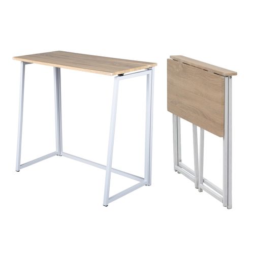 Bureau Pliant Industriel Bois Et Métal Blanc