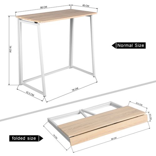 Bureau Pliant Industriel Bois Et Métal Blanc