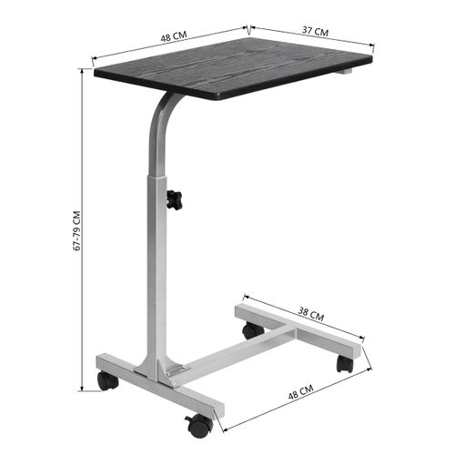 Table De Lit Pour Ordinateur Portable Hauteur Réglable Bout De Canapé Avec 4 Roulettes, Argenté