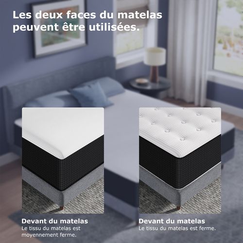 Matelas Mousse 160x200 Cm INRE Accueil Mémoire De Forme Epaisseur 30 cm, Réversible