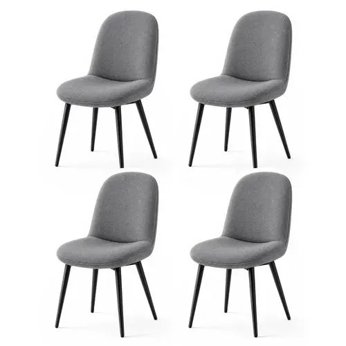 Chaise - Lot De 4 Chaises, Pieds Métal, Assise Rembourrée, 44x54x85 Cm