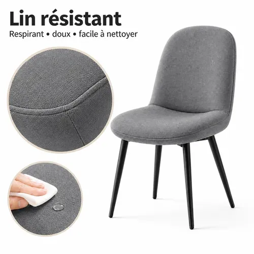 Chaise - Lot De 4 Chaises, Pieds Métal, Assise Rembourrée, 44x54x85 Cm