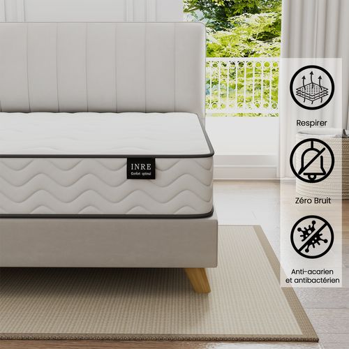 Matelas Ressort 140x200 Cm - INRE, Epaisseur 20 cm, confort Ferme - Tissu confortable