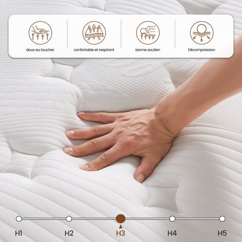 Matelas Ressorts 160x200 Cm – épaisseur 30 Cm – Confort équilibré – Tissu Doux Au Toucher