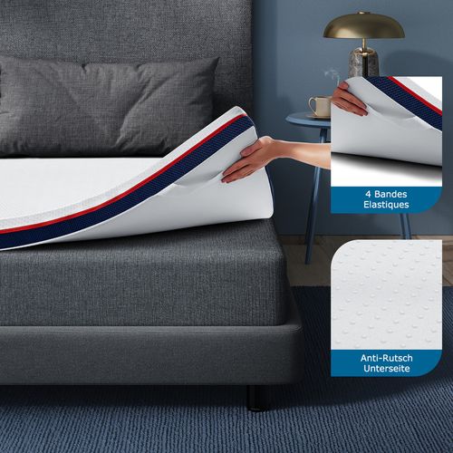 Surmatelas 160x200 Cm - épaisseur 10 Cm - Déhoussable - Tissu Confortable