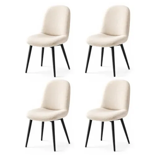 Chaise - Lot De 4 Chaises Salle à Manger, Pieds Métal , Tissu En Lin - 44x54x85 Cm - Beige