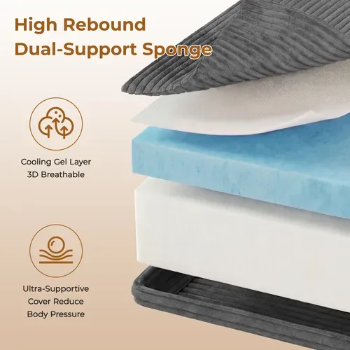 Canapé Compressé 2 Places En Velours Côtelé - Gris