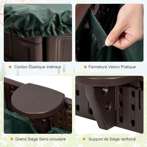 Bac à Sable Enfant Ovale 183x105x21 Cm En Plastique Avec Housse De Protection Marron