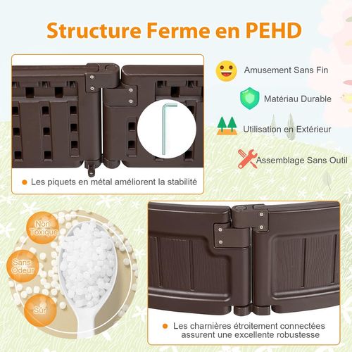 Bac à Sable Enfant Ovale 183x105x21 Cm En Plastique Avec Housse De Protection Marron