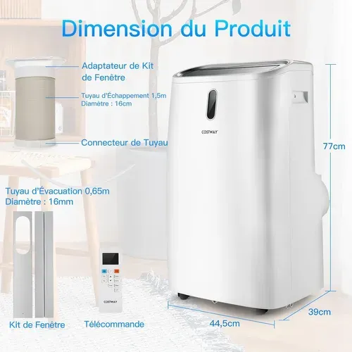 Climatiseur Mobile 5 En 1 R290 16000btu classe Energétique A
