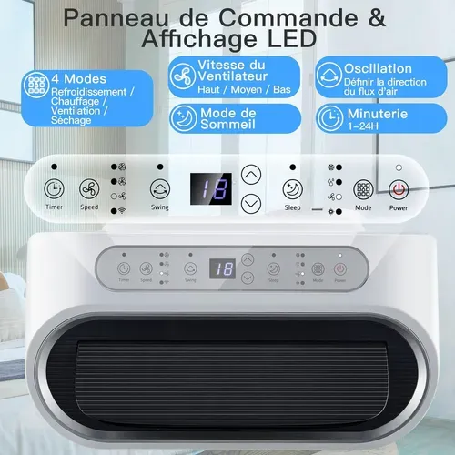 Climatiseur Mobile 5 En 1 R290 16000btu classe Energétique A