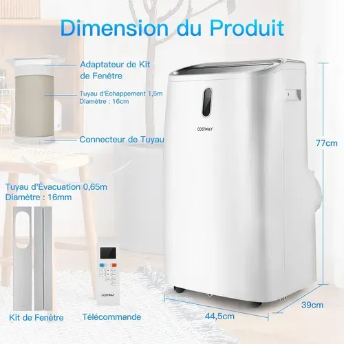 Climatiseur Mobile 5 En 1 Silencieux 14000btu, Climatiseur Portable