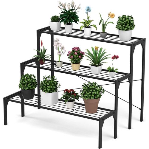 Étagère Plantes En Métal à 3 Niveaux, 85 X 65 X 66 Cm, Porte Plantes/étagère Échelle à Fleurs