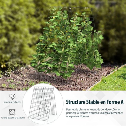 Lot De 2 Support Pour Plantes Grimpantes En Métal, 122 X 43 Cm, Treillage Jardin  Vert