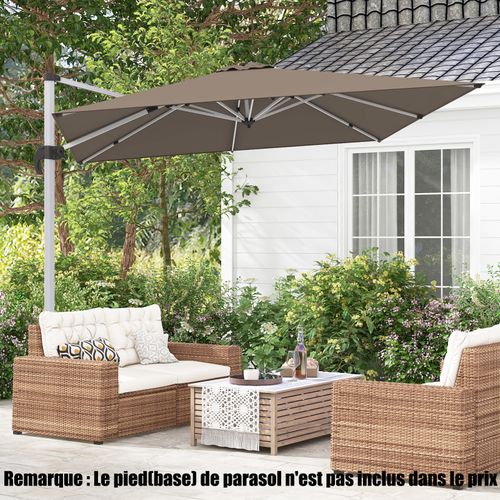 Alpstorm Parasol Déporté Jardin 350 Cm Rotatif 360° Anti-Vent - Manivelle Aluminium Gris Foncé UV40+
