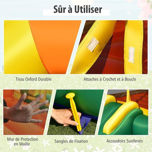 Château Gonflable Pour Enfants Avec Trampoline Toboggan Panier De Basket-ball Sans Gonfleur