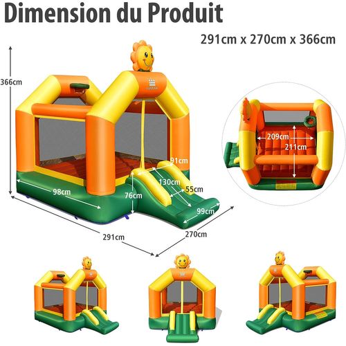 Château Gonflable Pour Enfants Avec Trampoline Toboggan Panier De Basket-ball Sans Gonfleur