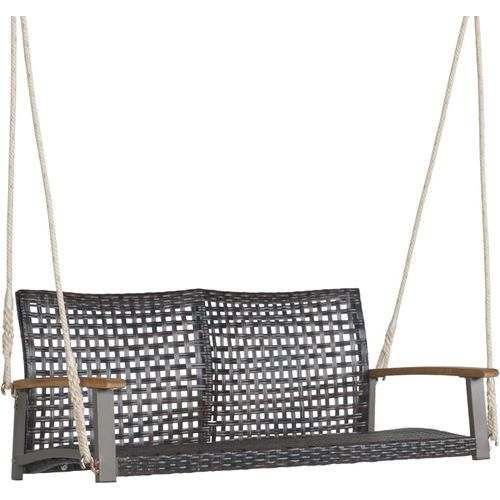 Balançoire à Suspendre En Plastique Pe, Dossier Incurvé Et Accoudoirs En Bois, Charge 360 Kg