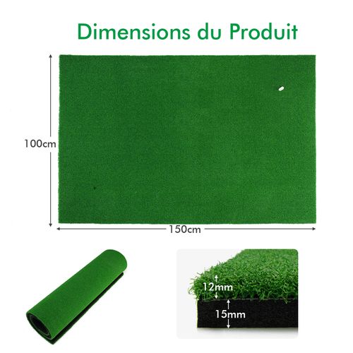 Tapis D'entraînement De Golf/tapis De Frappe De Golf, 1,5 X 1m, 2 Positions De Tee