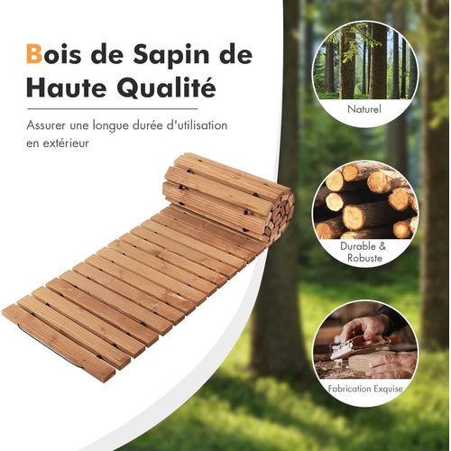 Allée De Jardin En Bois De 245 Cm, Allée Droite Extérieure Résistante, Cour (245 X 43 Cm)