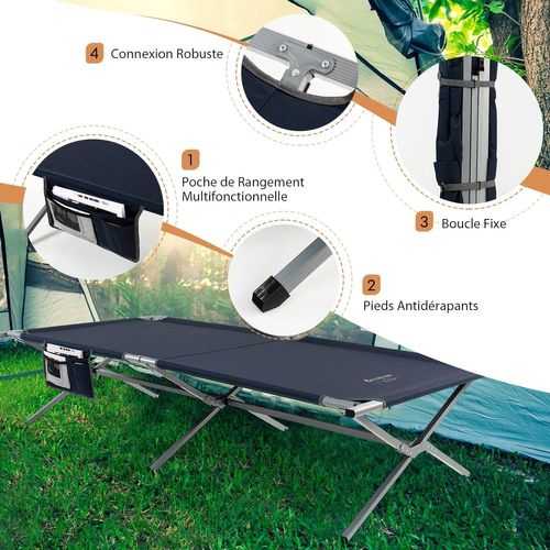Lit De Camping Pliable Joyionic - Lit Invité 190x70x38 Cm, Charge 300 Kg, Sac Transport Inclus