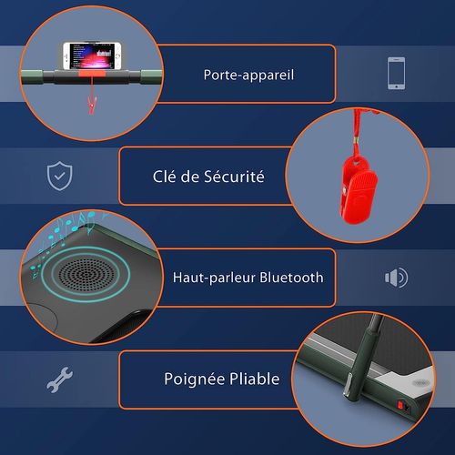 Tapis De Course Pliable 2 En 1/tapis Roulant Électrique Motorisé 1-12 Km/h Avec Application, Vert