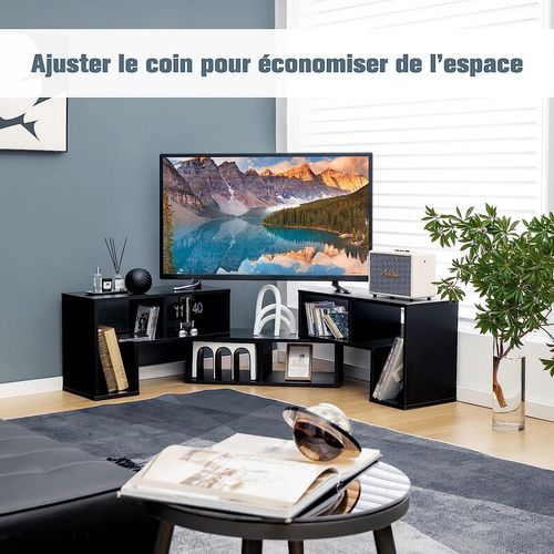 Meuble TV Moderne 3 Pièces Avec Étagère , Pour TV Jusqu’à 49 Pouces, 140x30x43cm, Noir