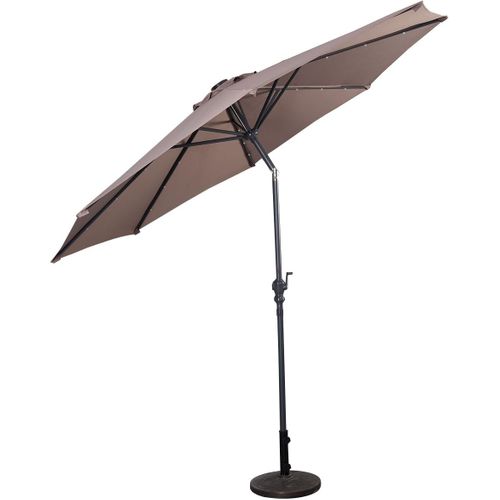 Parasol De Jardin Dia 300 Cm/parasol Déporté Et Inclinable De Jardin Avec 24 LED Marron
