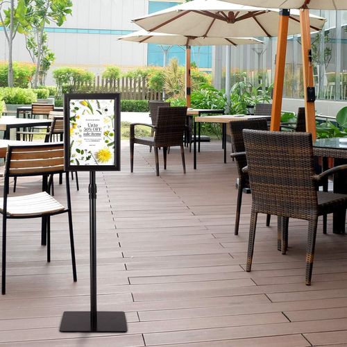A4 Présentoir Stand Support D’affiche Sur Pied En Acier Inoxydable 73,5cm-118cm Noir