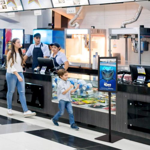 A3 Présentoir Stand Support D’affiche Sur Pied En Acier Inoxydable 78,5cm-123cm Noir