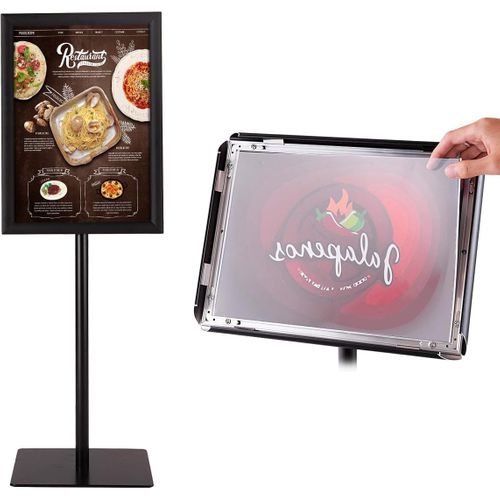 A3 Présentoir Stand Support D’affiche Sur Pied En Acier Inoxydable 78,5cm-123cm Noir