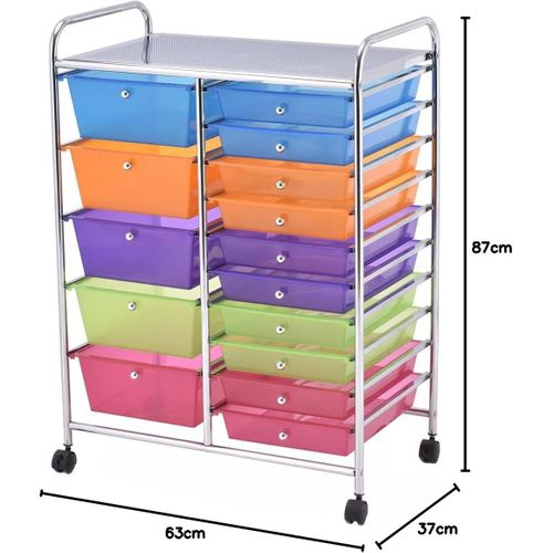 Tour De Rangement Chariot De Rangement Avec 15 Tiroirs Amovibles Avec Roulettes Pour Bureau