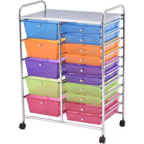 Tour De Rangement Chariot De Rangement Avec 15 Tiroirs Amovibles Avec Roulettes Pour Bureau