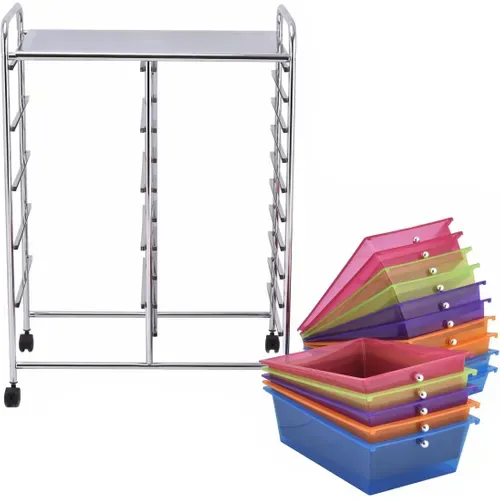 Tour De Rangement Chariot De Rangement Avec 15 Tiroirs Amovibles Avec Roulettes Pour Bureau