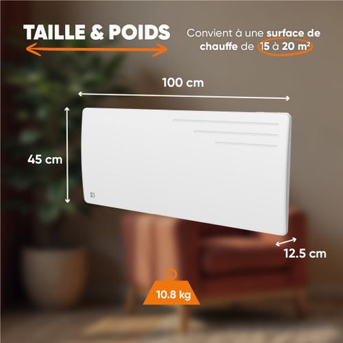 Radiateur électrique Fixe à Inertie Sèche Fonte 2000w  Motu Horizontal Blanc