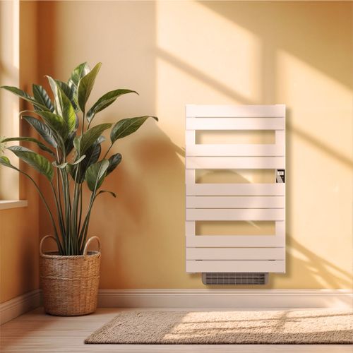 Sèche-serviette électrique Sans Fluide Avec Soufflerie 500w+1000w H.108,4xl60cm Hanae Blanc