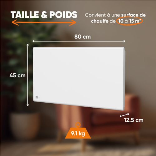 Radiateur électrique Fixe à Inertie Sèche Céramique+film 1500w  Freya Horizontal Blanc