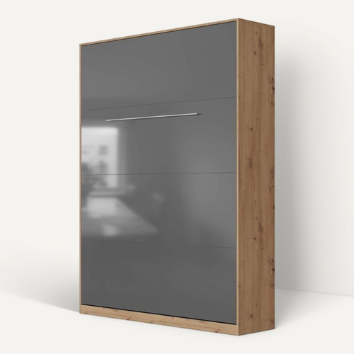 Lit Escamotable +2 Placards V 140x200+(50x2)cm Standard Chêne Sauvage/anthracite Brillant