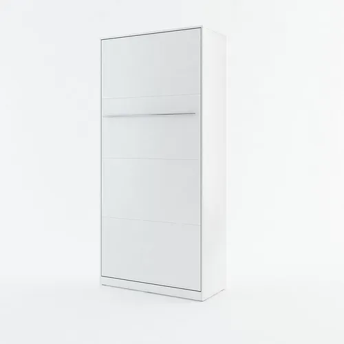 Lenart Armoire Lit Escamotable Vertical 90x200 Cm Blanc Mat Lit Rabattable Lit Mural Consus Pro
