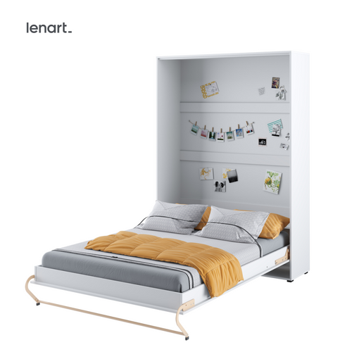 Lenart Armoire Lit Escamotable Vertical 90x200 Cm Blanc Mat Lit Rabattable Lit Mural Consus Pro
