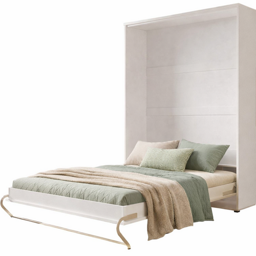 Lenart Armoire Lit Escamotable Vertical 90x200 Cm Blanc Mat Lit Rabattable Lit Mural Consus Pro