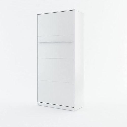 Lenart Armoire Lit Escamotable Vertical 90x200 Cm Blanc Mat Lit Rabattable Lit Mural Consus Pro