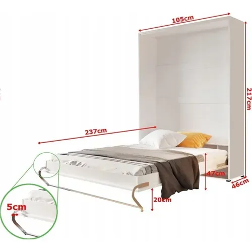 Lenart Armoire Lit Escamotable Vertical 90x200 Cm Blanc Mat Lit Rabattable Lit Mural Consus Pro