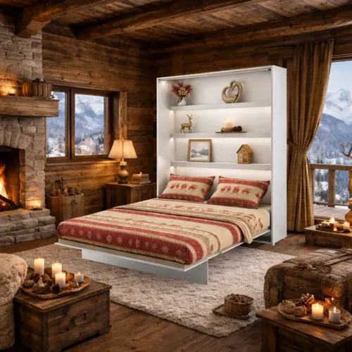 Lenart Armoire Lit Escamotable Vertical 140x200 Cm Blanc Mat Lit Rabattable Lit Mural"consus"