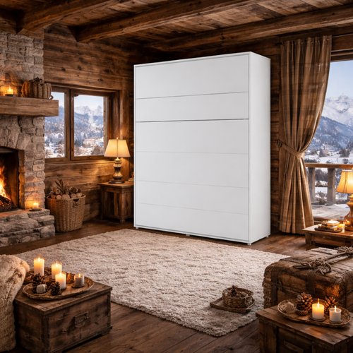 Lenart Armoire Lit Escamotable Vertical 140x200 Cm Blanc Mat Lit Rabattable Lit Mural"consus"