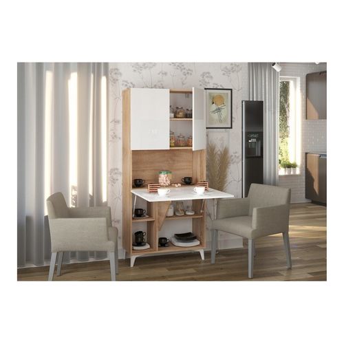 Armoire Placard Convertible En Bureau Et Table 175x80x36cm « Meggie-blanc Brillant /chêne Sonoma»