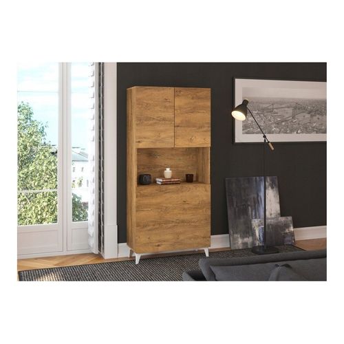 Armoire Placard Convertible En Bureau Et Table Home Office 175x80x36cm « Meggie-chêne Foncé»
