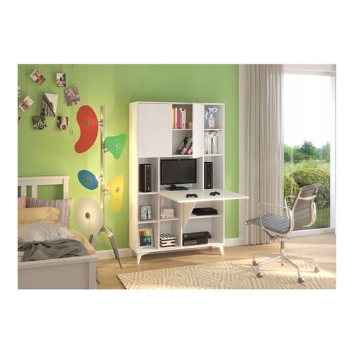 Armoire Placard Convertible En Bureau Et Table Home Office 175x105x34cm « Meggie 2-blanc Mat»