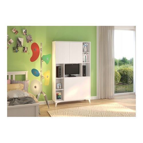 Armoire Placard Convertible En Bureau Et Table Home Office 175x105x34cm « Meggie 2-blanc Mat»